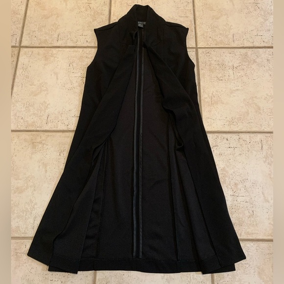 Suzy Shier Petite Black Long Double Breasted Vest S/P - Picture 5 of 9